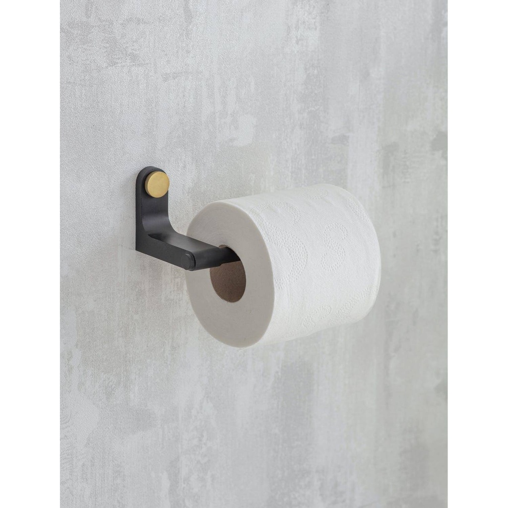 Porte papier toilette métal noir et doré