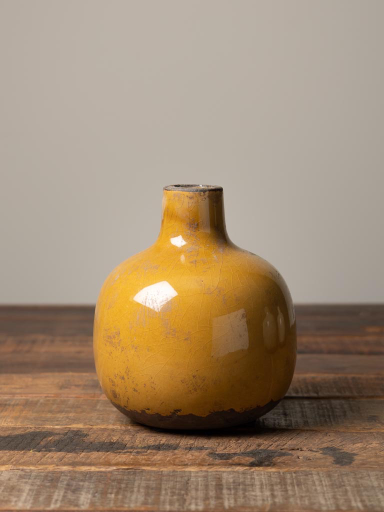 Vase céramique moutarde 15,5 cm