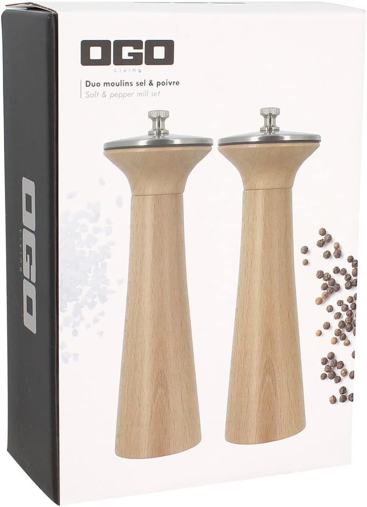 Salière et poivrière bois et inox