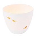 Verrine porcelaine oiseaux dorés GM