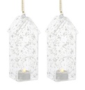 Lanterne Romantic verre suspendue + bougie led h18x6x6cm (piles1xCR2032)