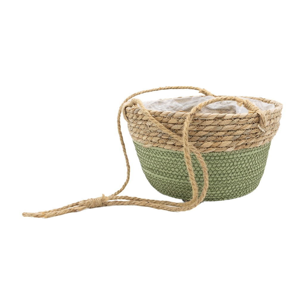 Panier suspendu naturel et vert