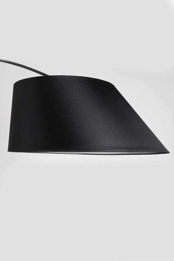 Lampadaire arc noir abat jour gris foncé