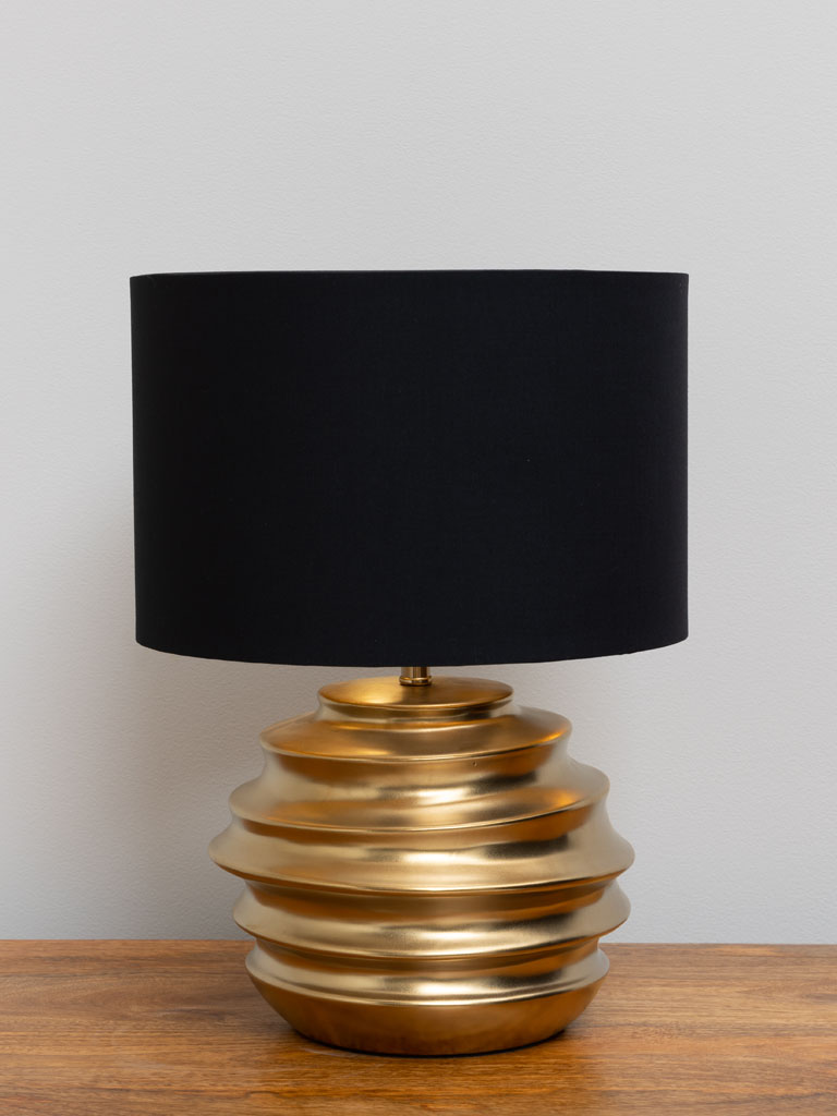 Lampe anneaux d’or avec abat-jour noir