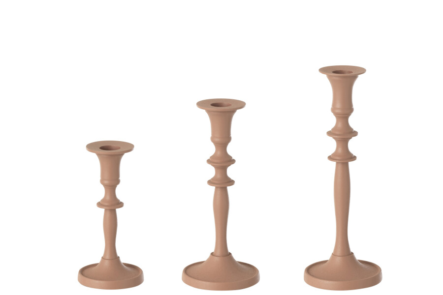 Set de 3 bougeoir métal rose