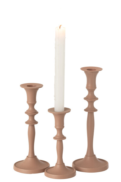 Set de 3 bougeoir métal rose