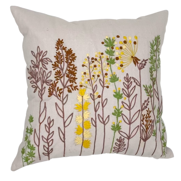 Coussin lavande broderie