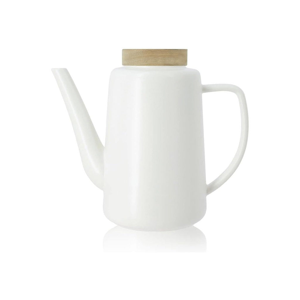 Théière porcelaine blanche et couvercle acaccia 1.2 L