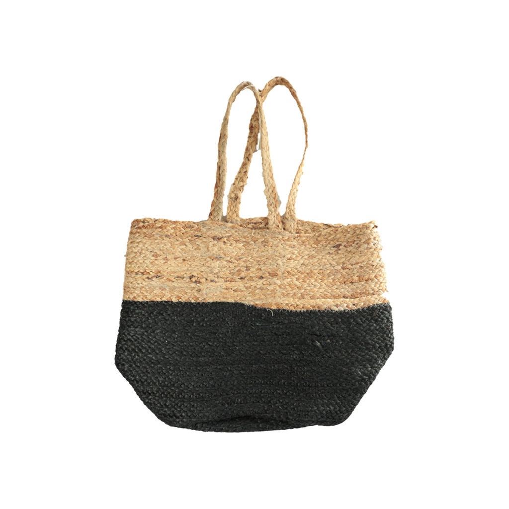 Sac cabas jute noir et naturel