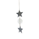 Noël pendentif 2 étoiles zinc + étoile verre de Bohème