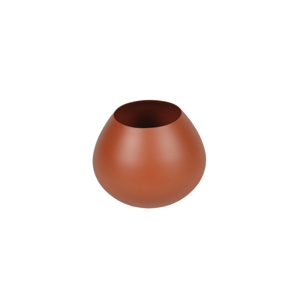 Vase boule métal terracotta PM