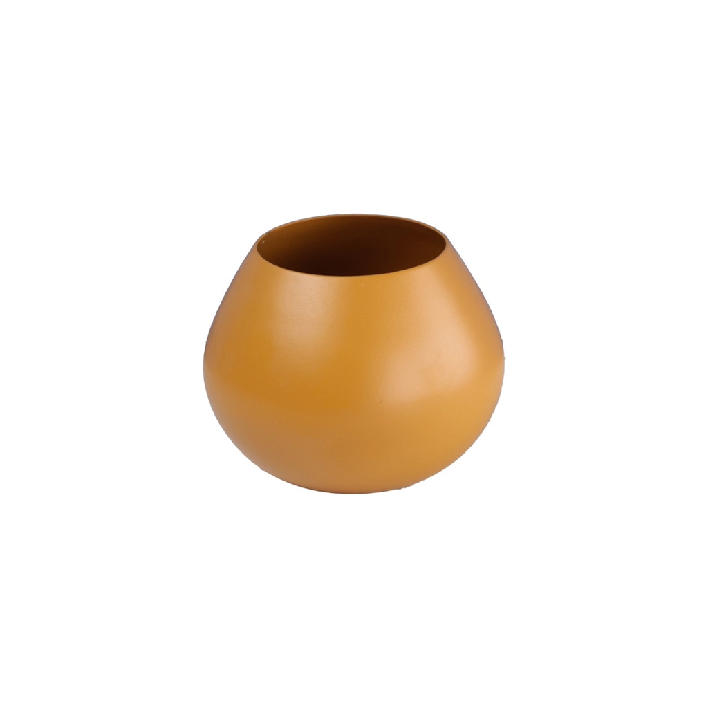 Vase boule métal moutarde PM