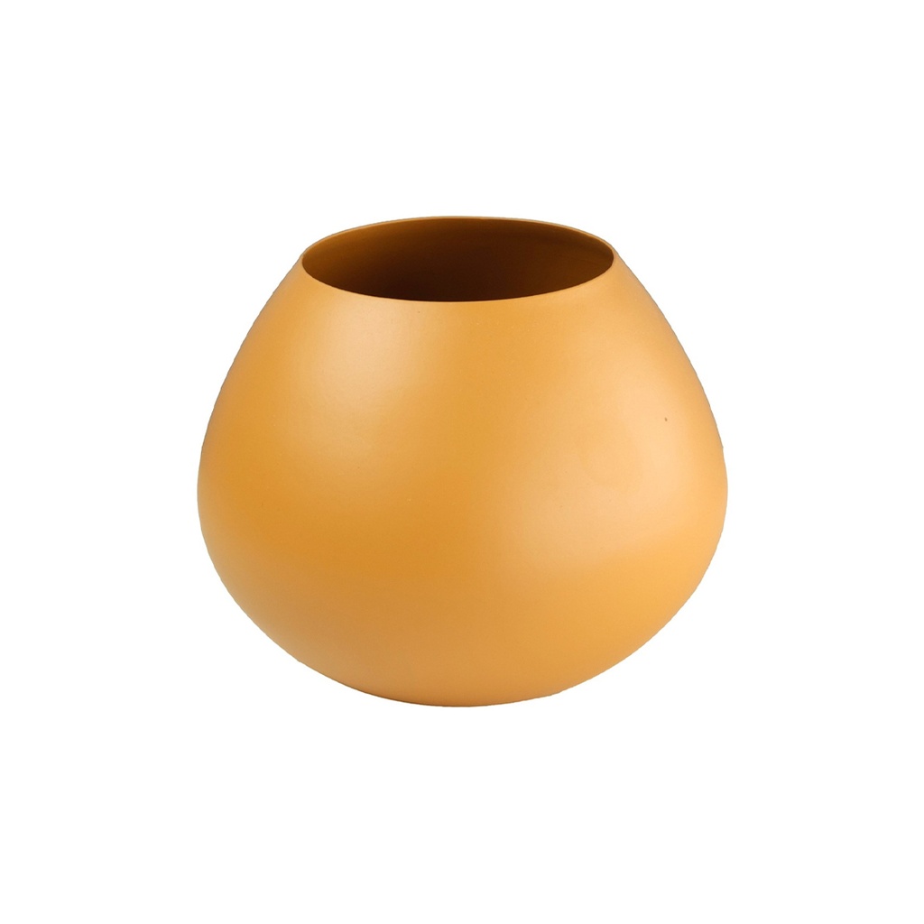 Vase boule métal moutarde GM