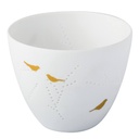 Verrine porcelaine oiseaux dorés GM