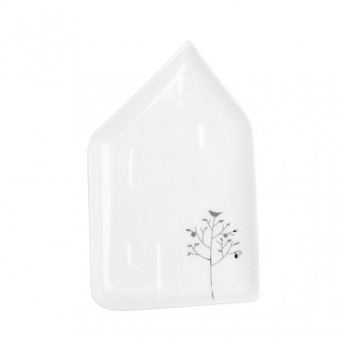 Vide poche maison porcelaine branche oiseau