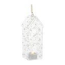 Lanterne Romantic verre suspendue + bougie led h18x6x6cm (piles1xCR2032)