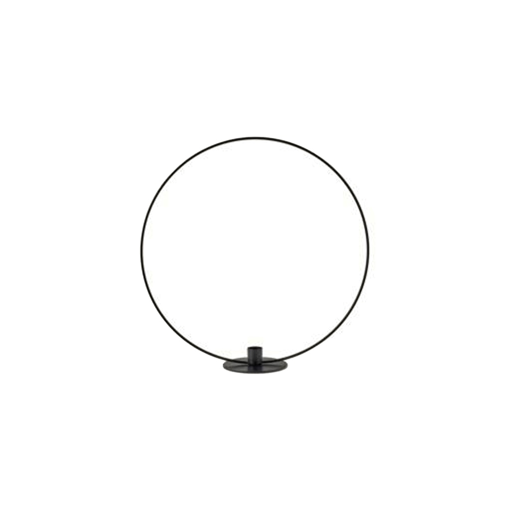 Bougeoir cercle métal noir avec bougie
