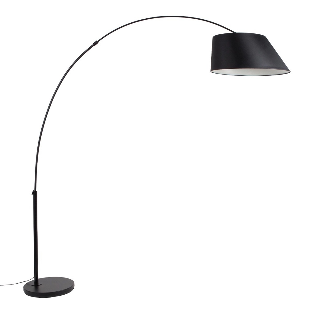 Lampadaire arc noir abat jour gris foncé