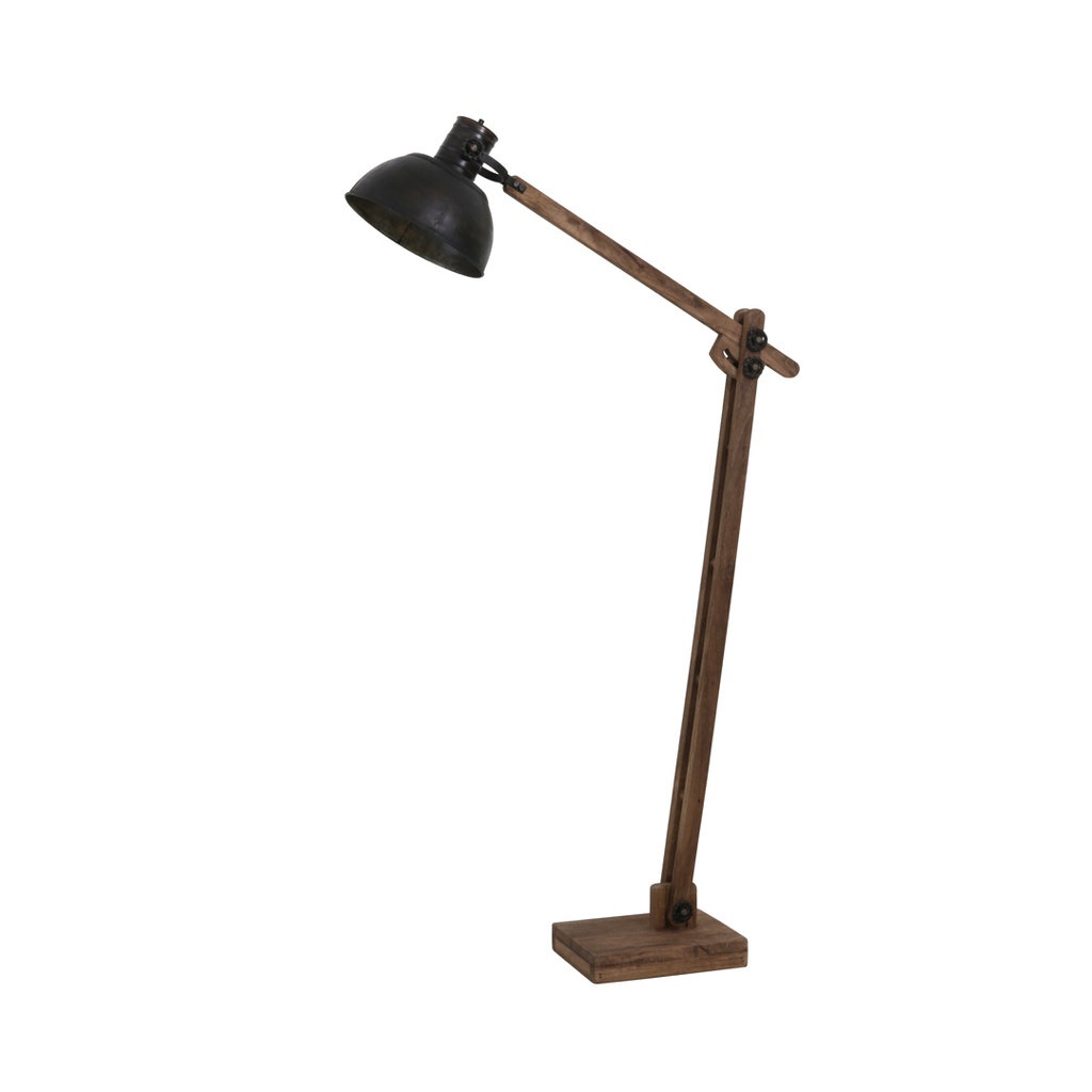 Lampadaire EKERD bois brun+zinc noir 110x33x160cm