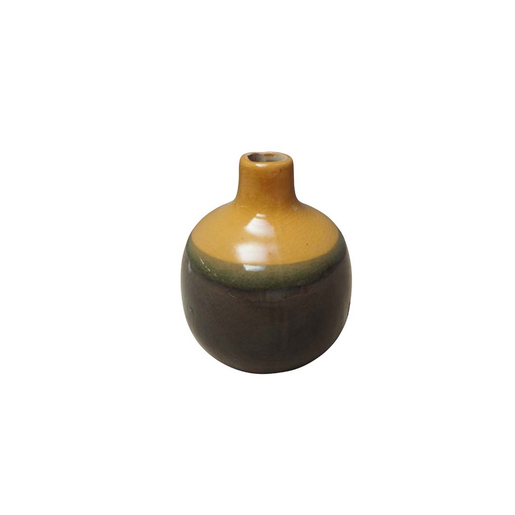 Vase céramique PM Gris et Jaune