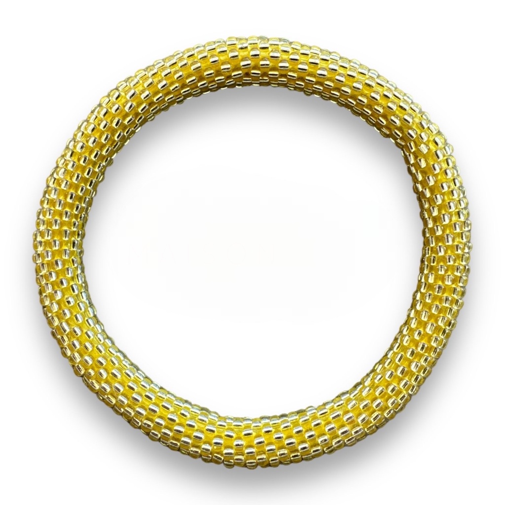 Bracelet perles de verre jaune