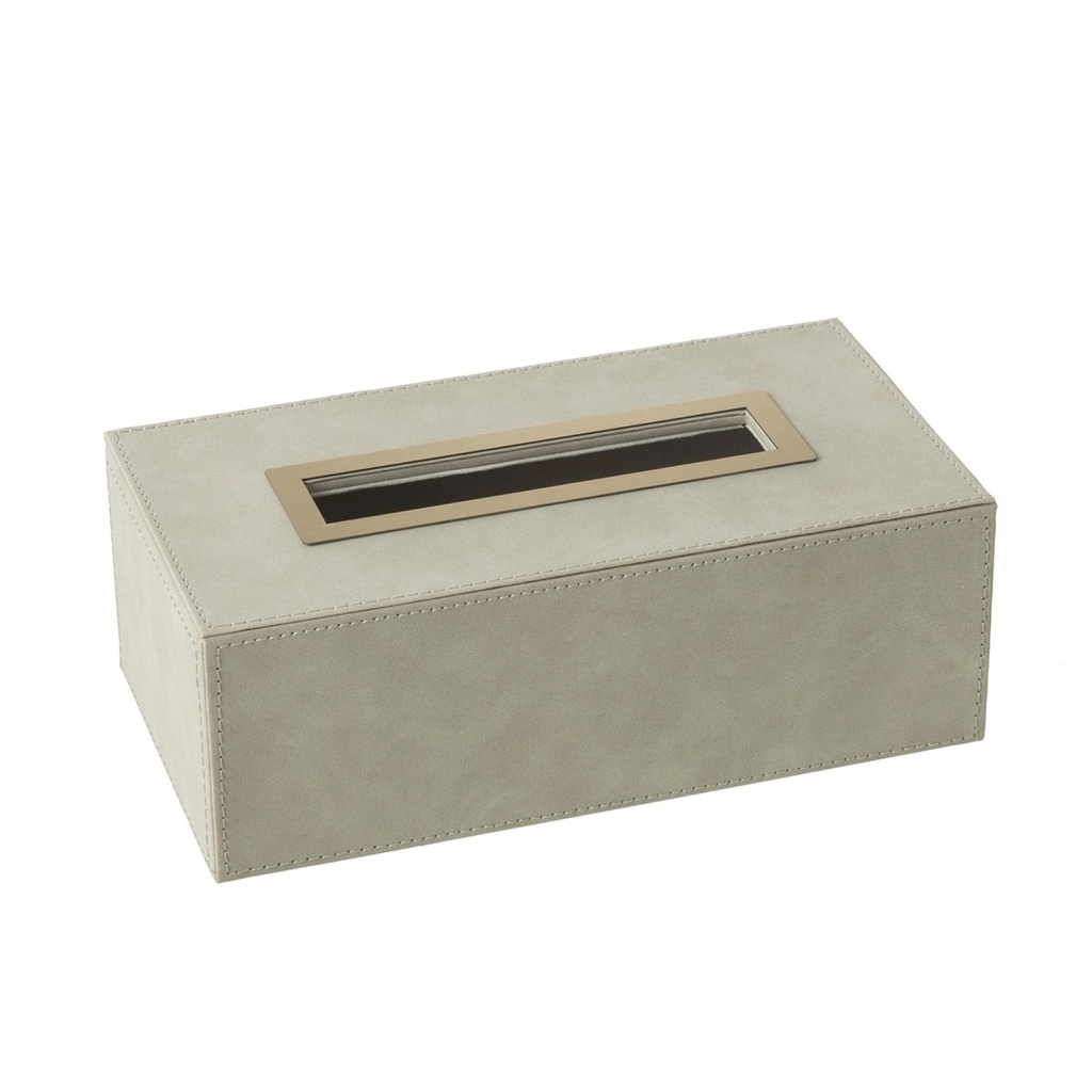 Couvre boite mouchoir simili cuir gris clair et bronze