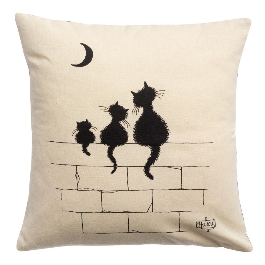 Coussin Dubout 3 chats Ecru