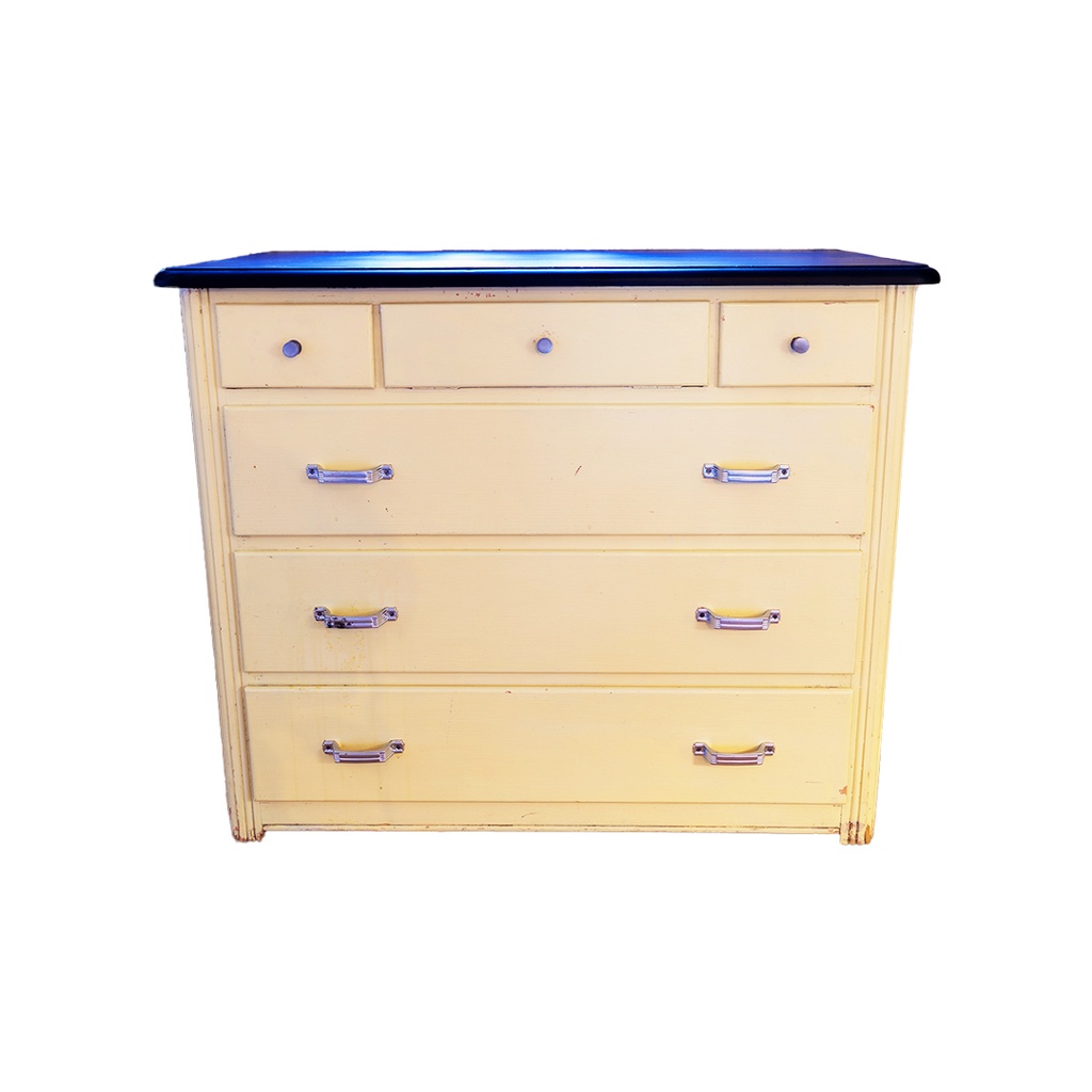 Commode patine grise et jaune