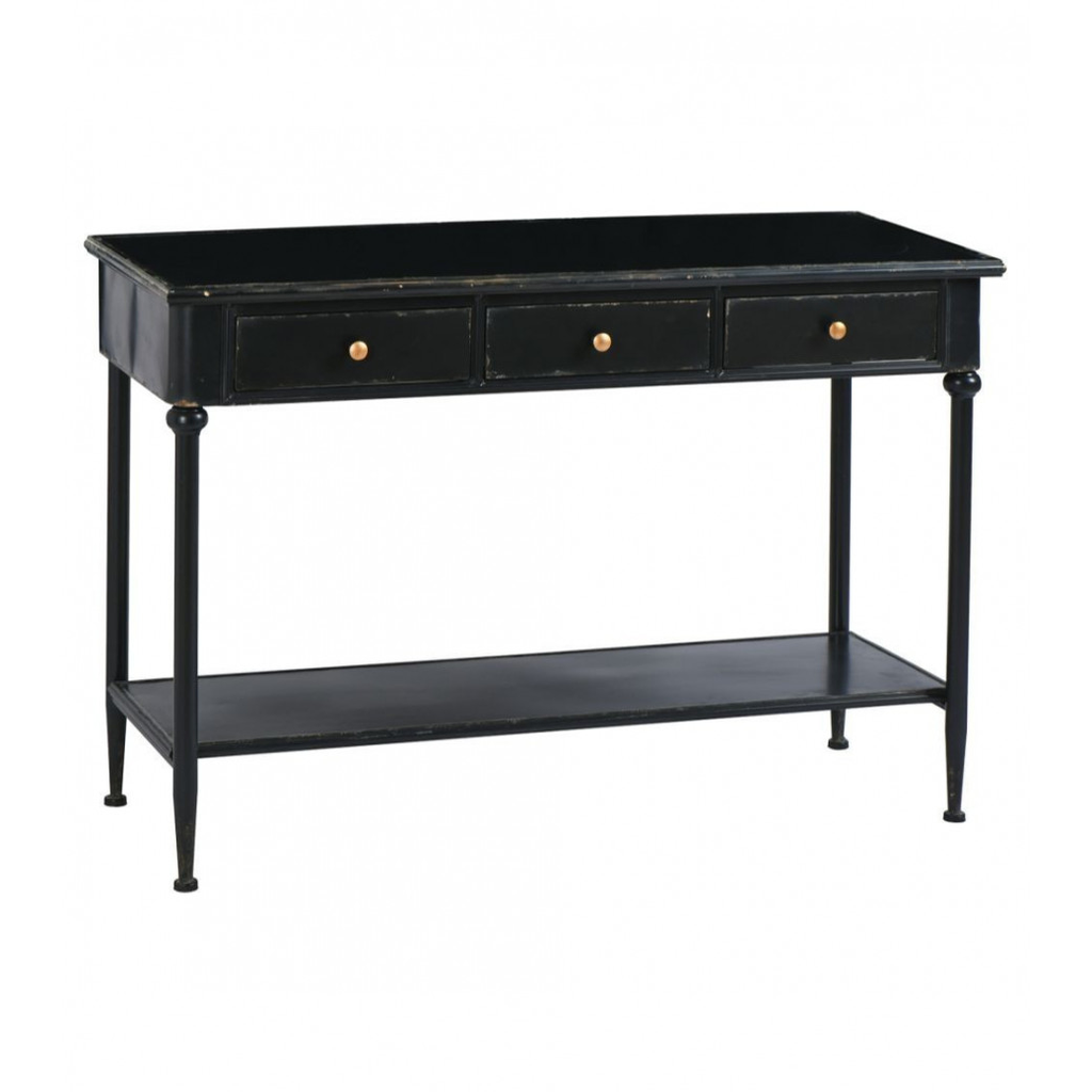 Console métal noire 120 x 50 H 81 cm