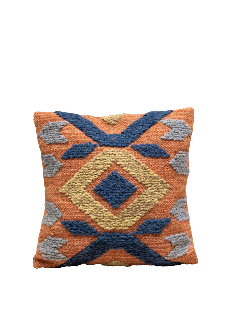 Coussin kilim bleu et orange