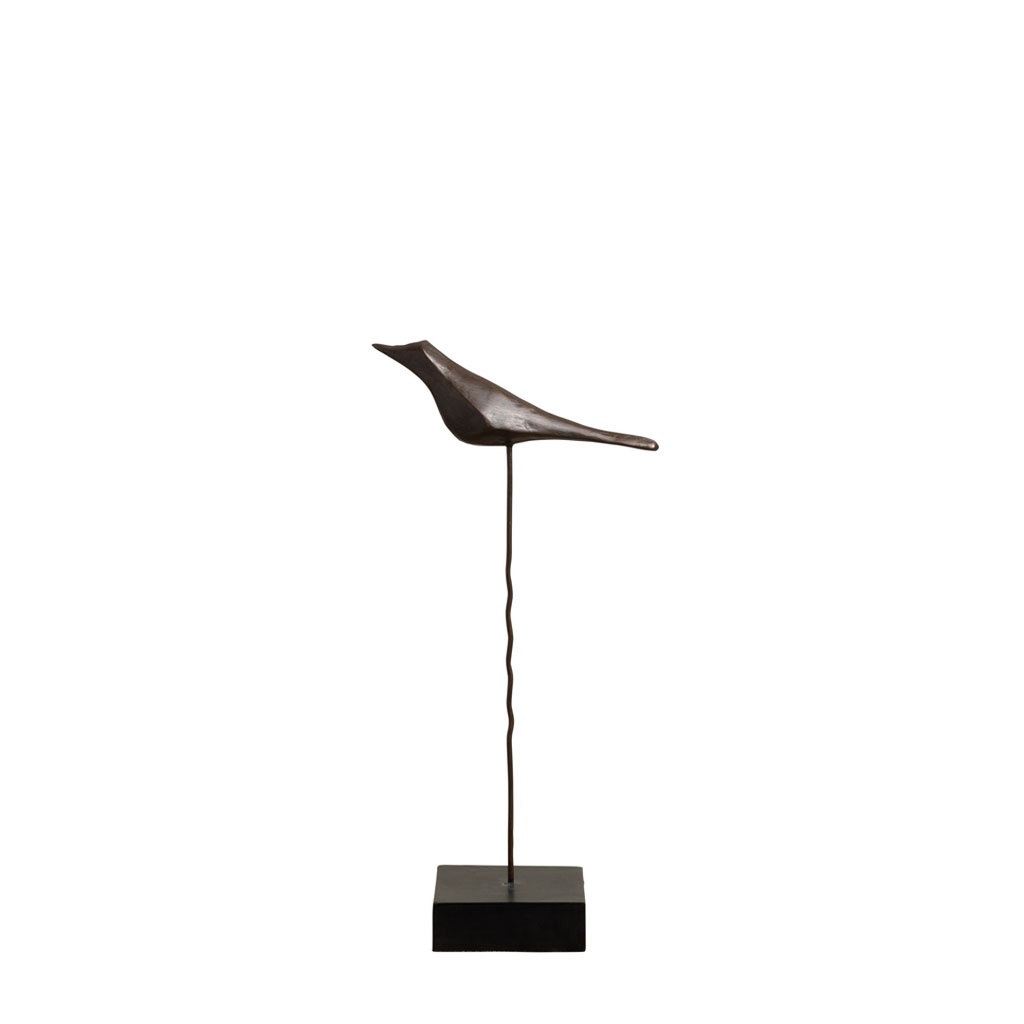 Oiseau bois sculpté sur tige PM