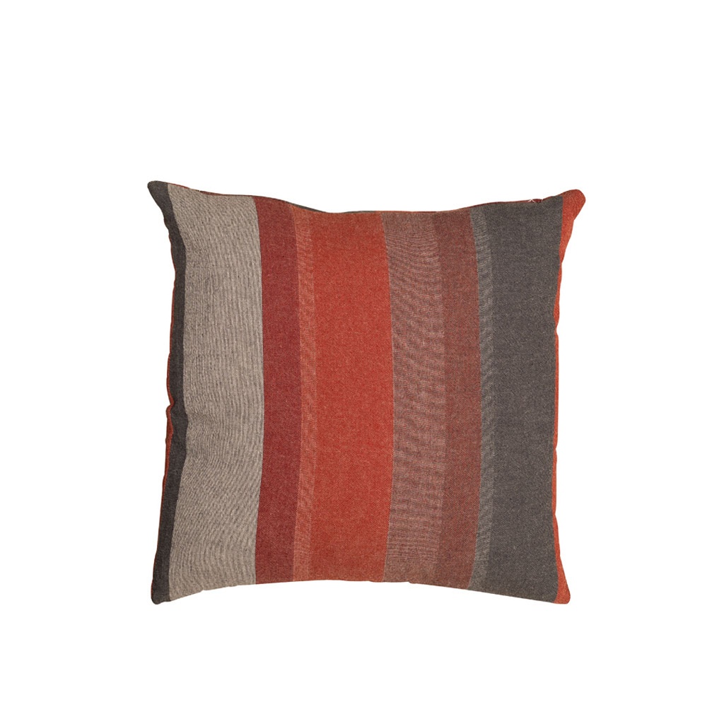 Coussin ligné dégradé rouge et gris