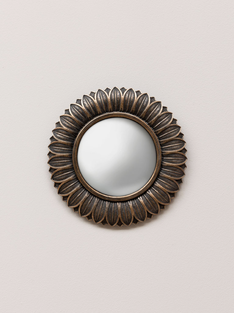 Miroir convexe feuilles bronze PM