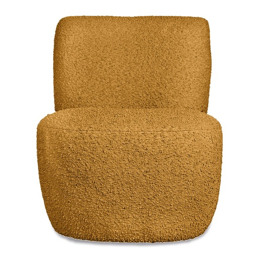 Fauteuil tissu bouclette ocre