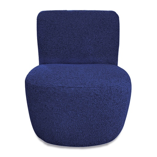 Fauteuil tissu bouclette bleu indigo