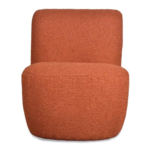 Fauteuil tissu bouclette rouille