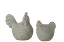 Set de 2 poules en ciment gris