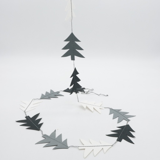 [HU000060] Noël guirlande sapin papier gris blanc et noir