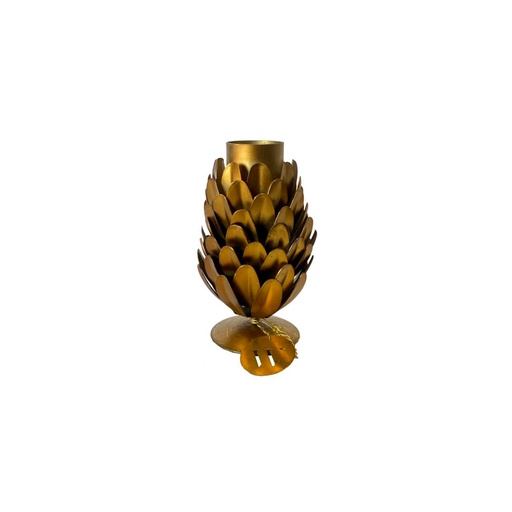 [DW000049] Bougeoir pomme de pin doréé