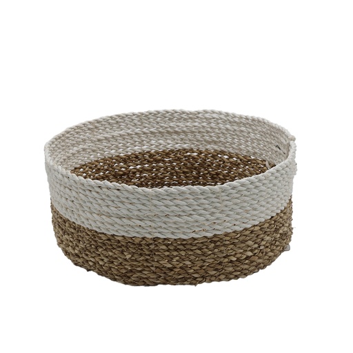 [MA000015] Panier rond jonc de mer bicolore  GM