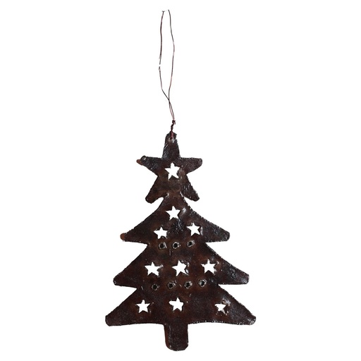 [MU000012] Noël Sapins suspendus rouille et doré 11cm