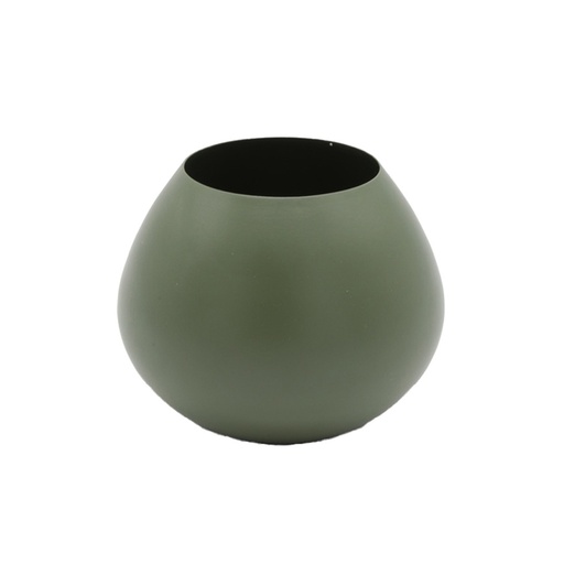 [PA000476] Vase boule métal kaki GM