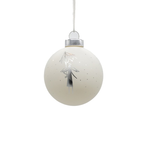 [RW000160] Noël boule blanche motifs argent