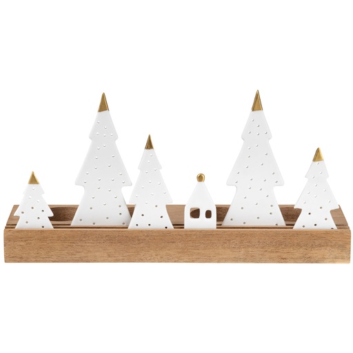 [RW000332] Sapins porcelaine ( x 5) façade sur planche