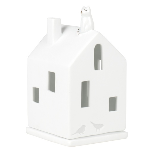 [RW000585] Photophore maison porcelaine ' Chat '