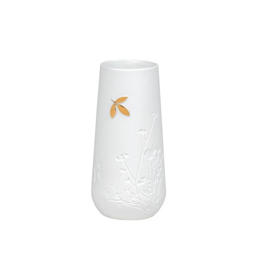 [RW000603] Vase porcelaine motifs fleurs feuille dorée