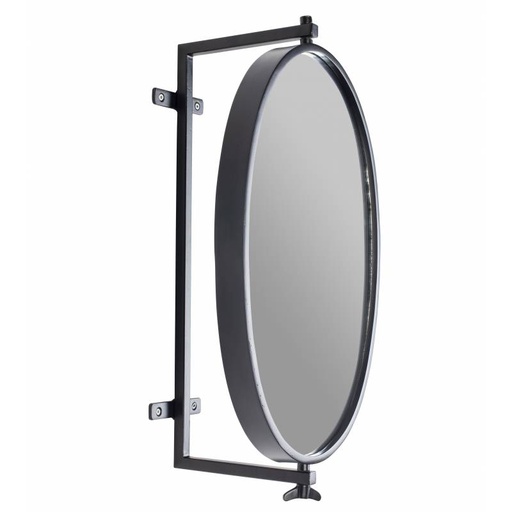 [ZU000077] Miroir LARA pivotant oval métal noir