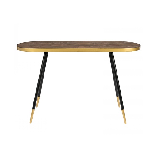 [ZU000080] Console DENISE ovale 1 plateau bois et métal gold