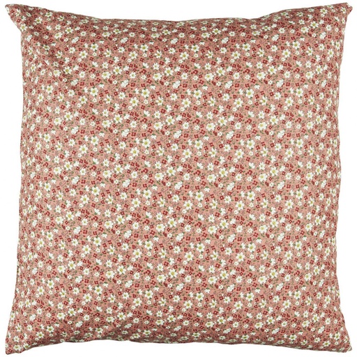 [IB000044] Coussin rose et fleurs blanches/rouges