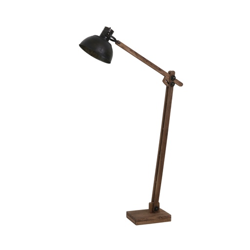 [LL000181] Lampadaire EKERD bois brun+zinc noir 110x33x160cm